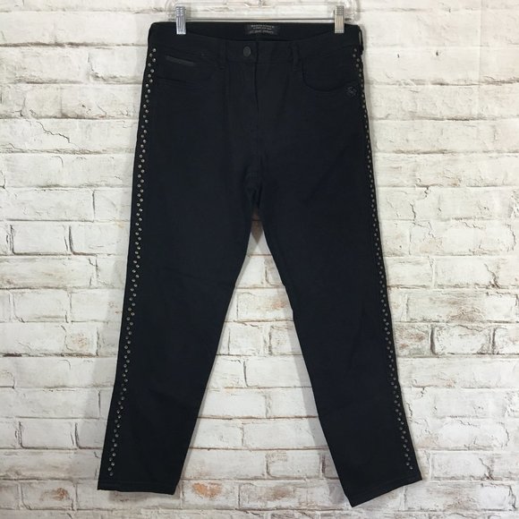 Maison Scotch Petit Ami Slim Boyfriend Jeans Womens 27 Reg Black Studded - Picture 1 of 7